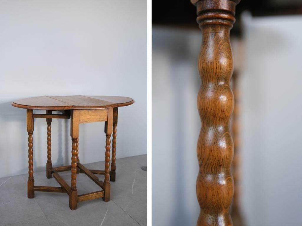 英国アンティーク木製ゲートレッグテーブル/ダイニング机バタフライ(91-148)