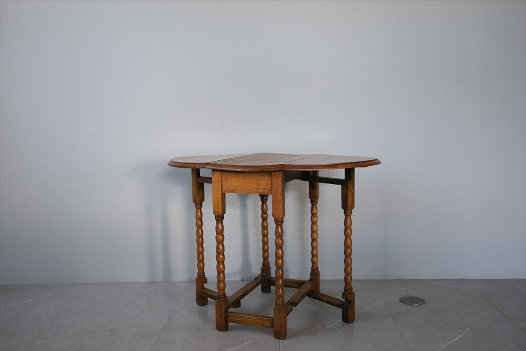 英国アンティーク木製ゲートレッグテーブル/ダイニング机バタフライ(91-148)