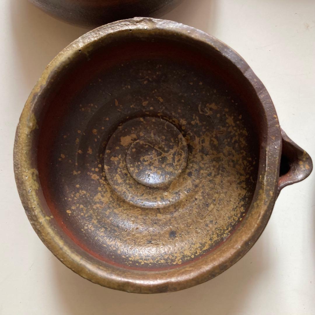 原田拾六　備前焼　向付　５客　共箱、陶歴、共布も５枚　抜群の上り