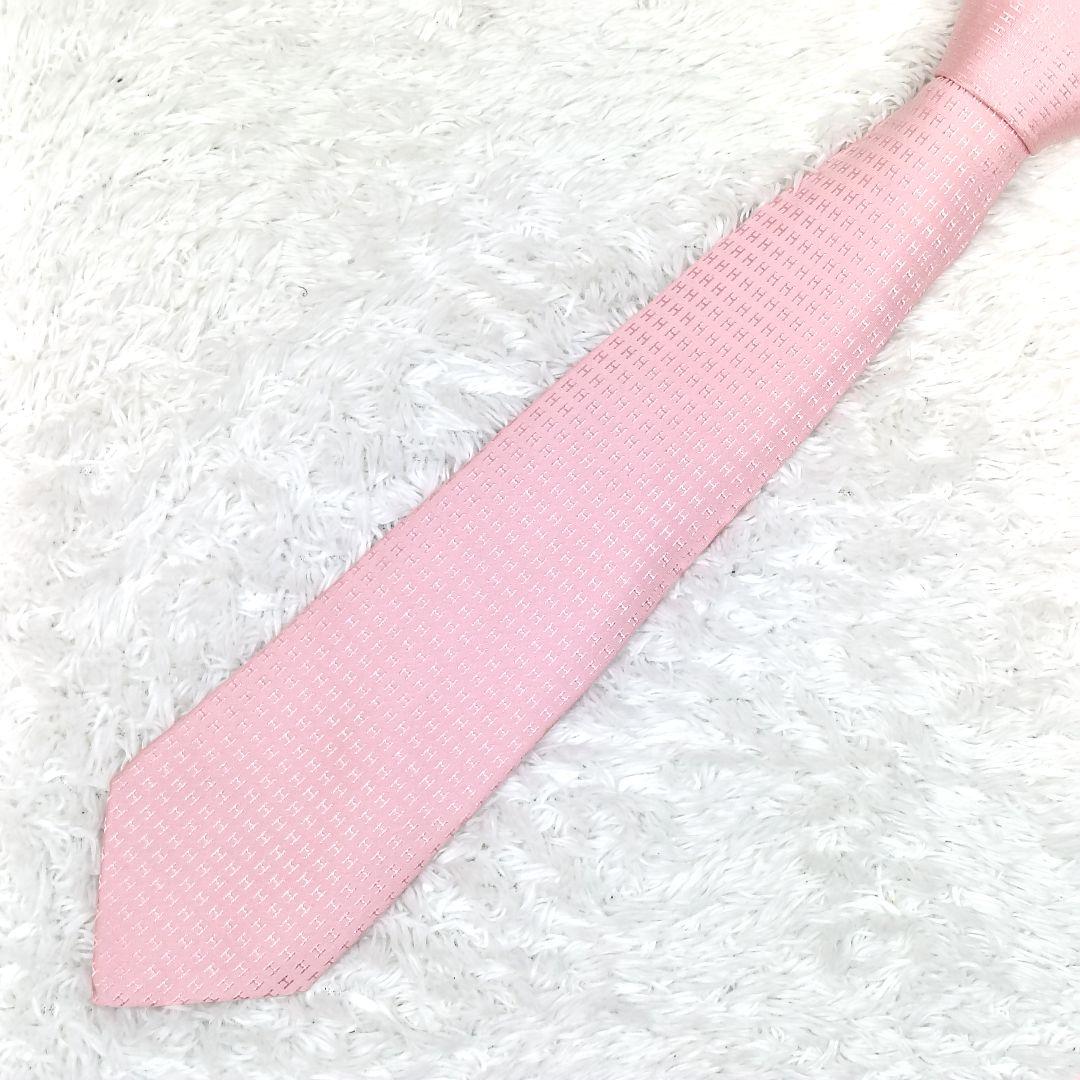 ✨️美品✨️ HERMES エルメス ファソネ ネクタイ シルク ピンク H柄