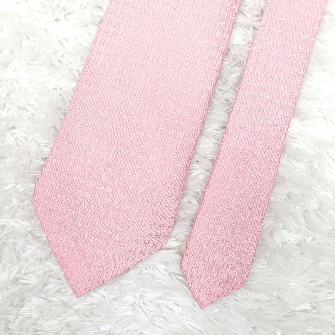 ✨️美品✨️ HERMES エルメス ファソネ ネクタイ シルク ピンク H柄