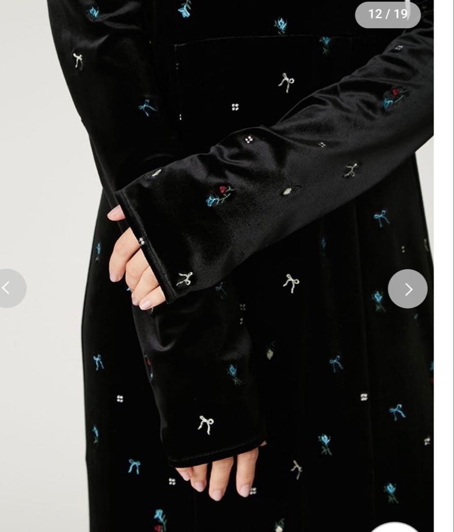 新品未使用FRAY I.D ベロアナローワンピース　ブラック