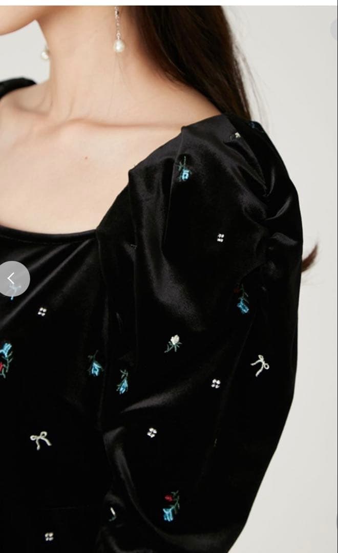 新品未使用FRAY I.D ベロアナローワンピース　ブラック