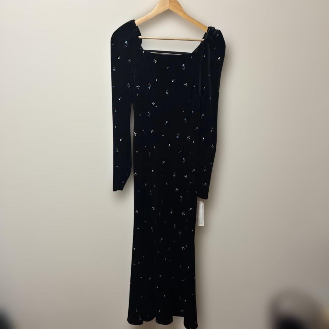 新品未使用FRAY I.D ベロアナローワンピース　ブラック