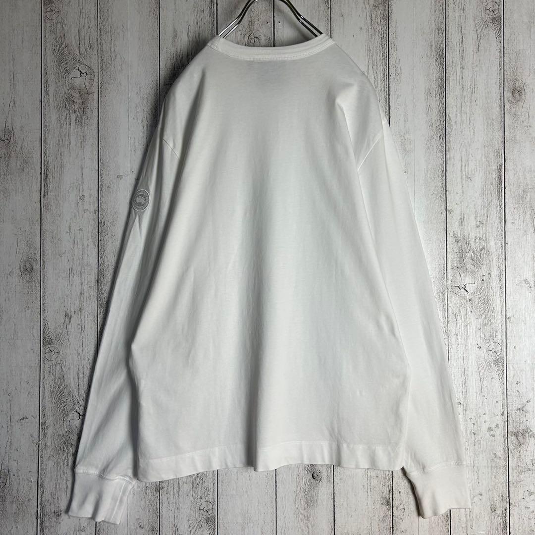 303【美品】カナダグース☆袖ワッペン入り長袖Tシャツ ロンＴ ホワイト