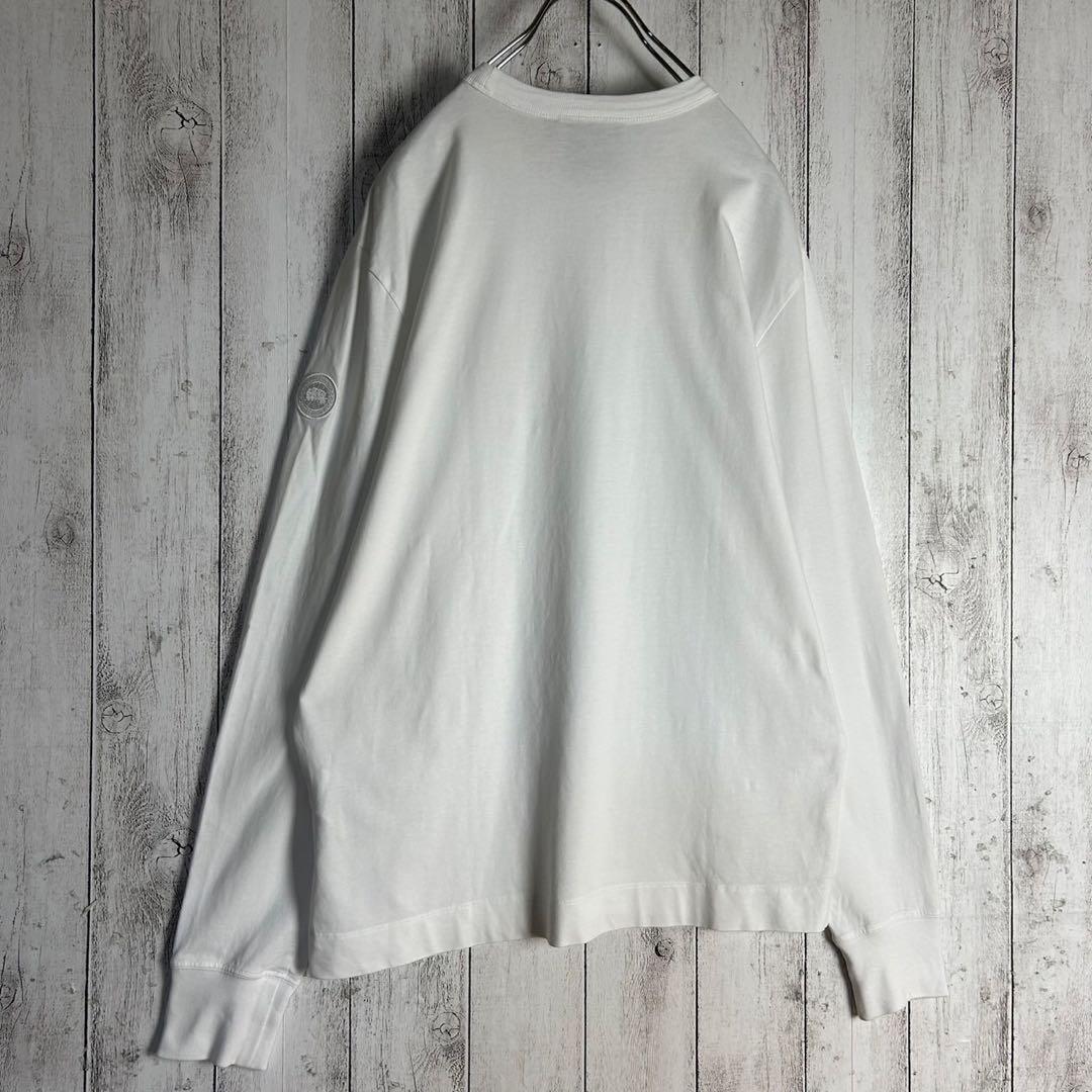 303【美品】カナダグース☆袖ワッペン入り長袖Tシャツ ロンＴ ホワイト