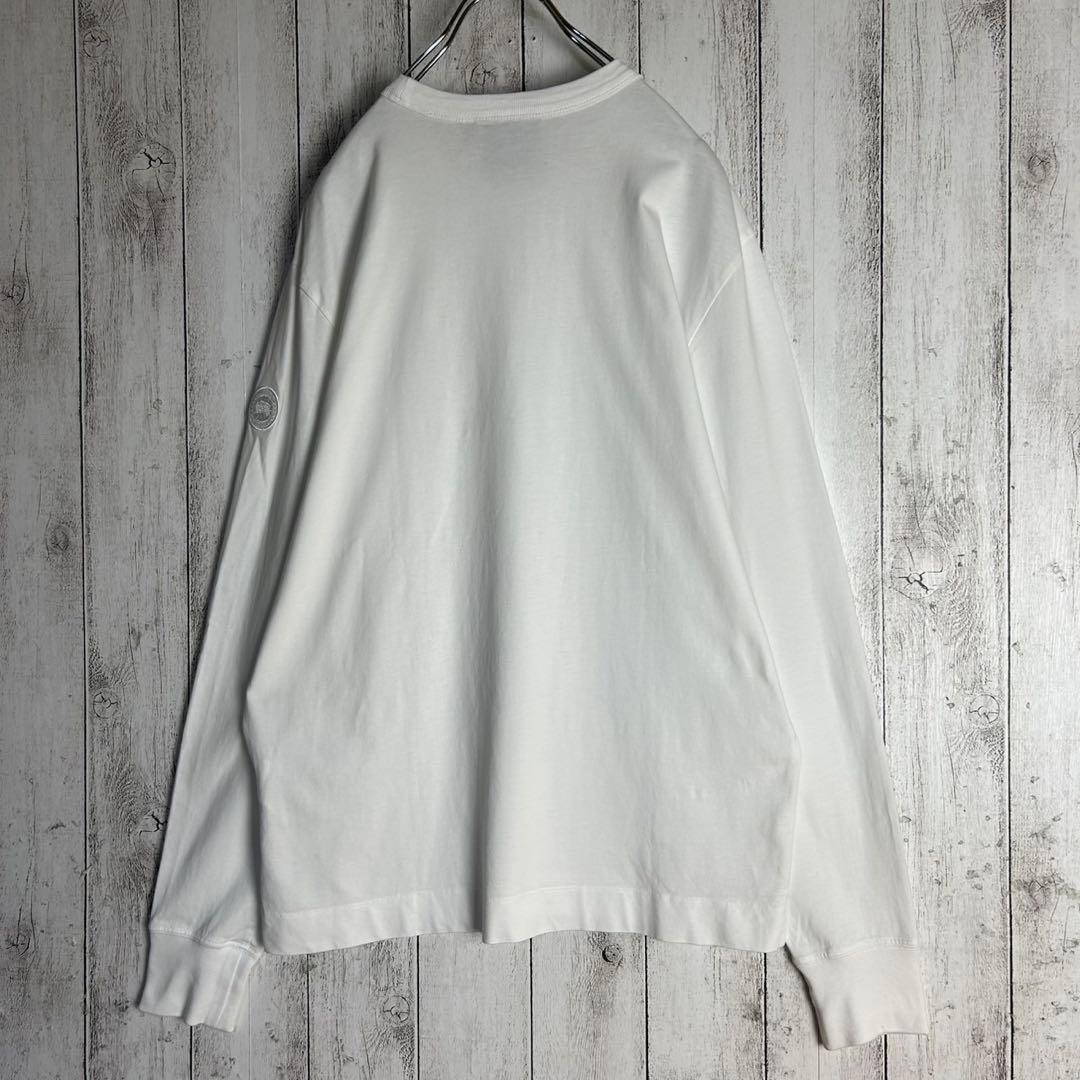 303【美品】カナダグース☆袖ワッペン入り長袖Tシャツ ロンＴ ホワイト