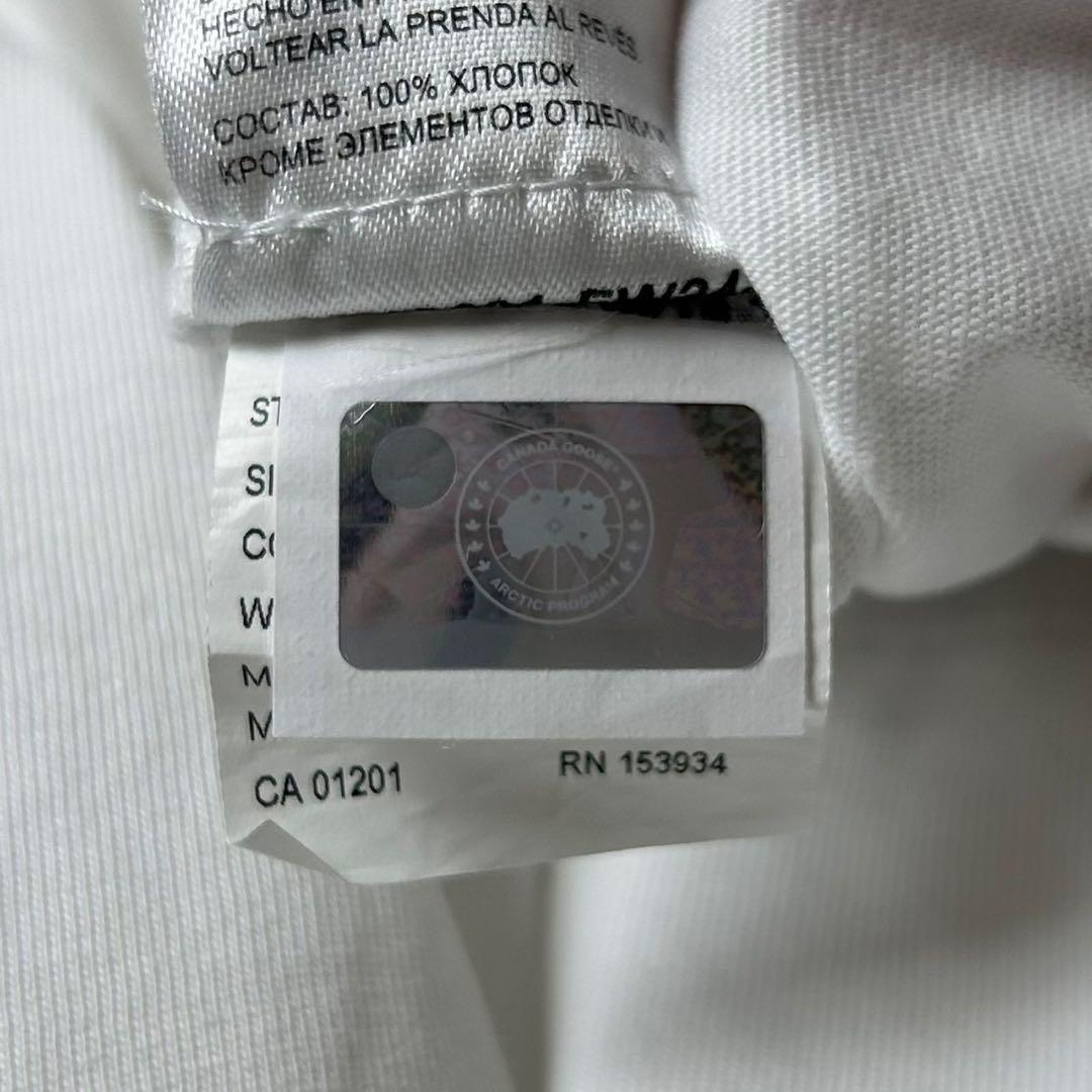 303【美品】カナダグース☆袖ワッペン入り長袖Tシャツ ロンＴ ホワイト