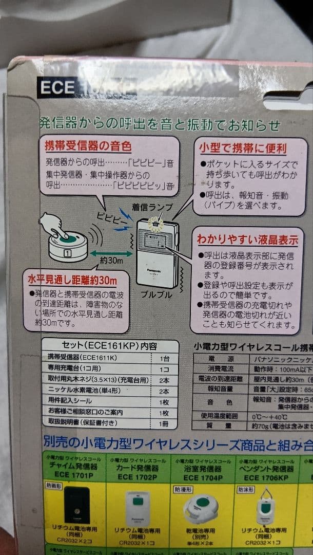 【新品】Panasonic ワイヤレス受信器セット ECE 161KP