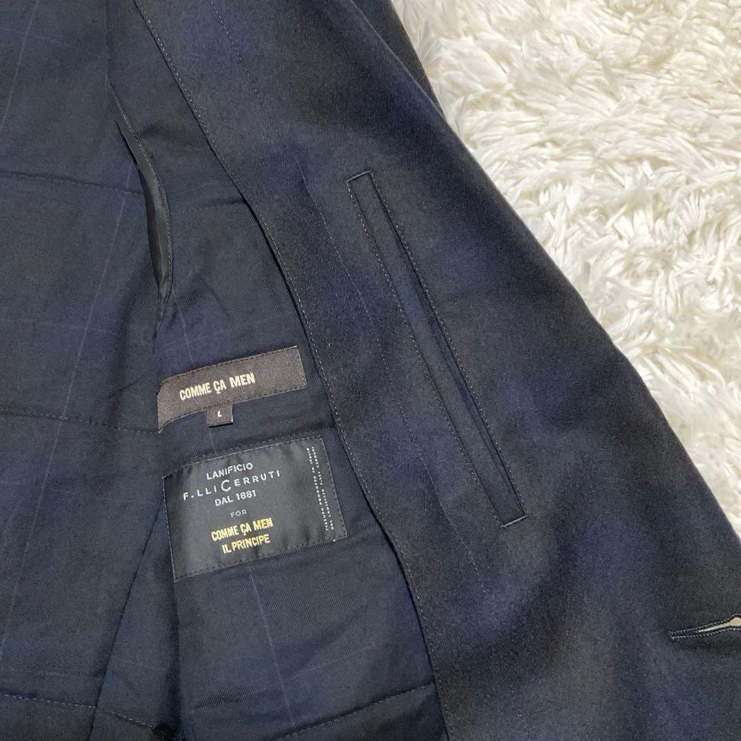 美品⭐︎コムサメン ライナー付ウールチェスターコート チェルッティ 紺 L