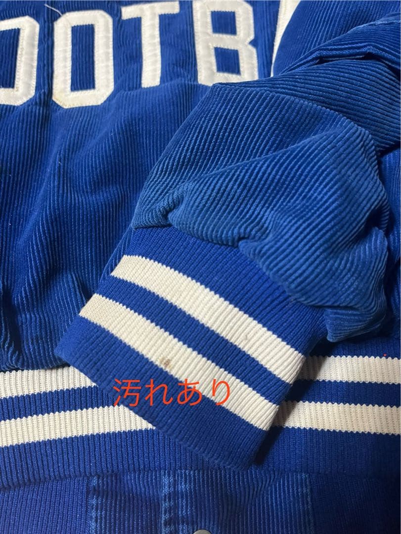 Rennoc スタジャン　コーデュロイ　青　猫刺繍　古着　ヴィンテージ