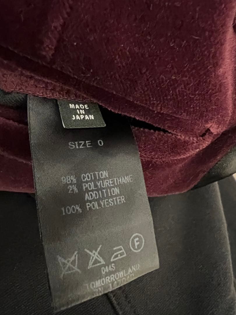 バーガンディ ベルベットジャケット　パンツ　セットアップ サイズ0 knott