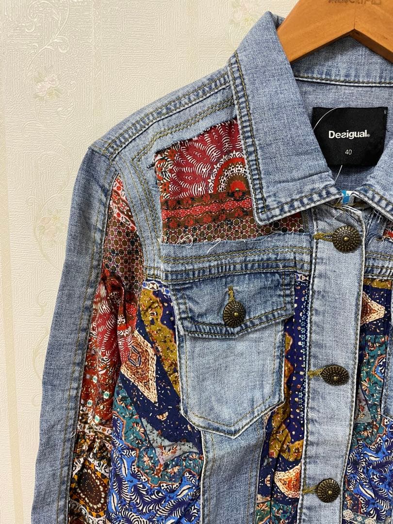 【新品】Desigual パッチワークデニムジャケット 40
