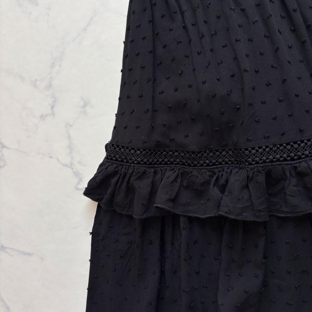 美品 ケイトスペード ロングワンピース 刺繍 フリル　ティアードロング丈 X S