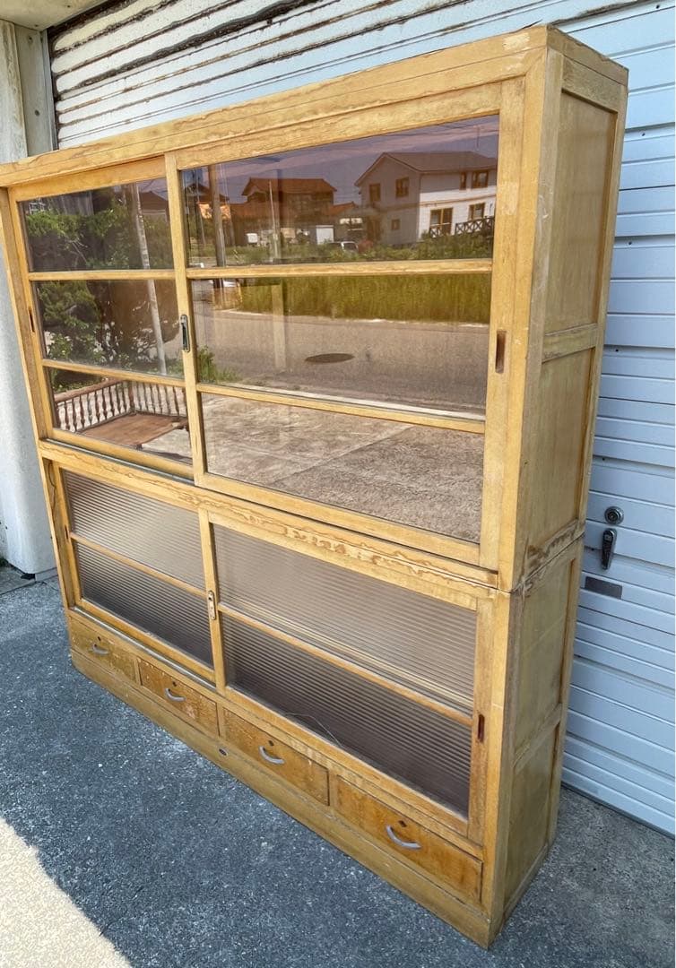 稀少/当時物/大型/水屋箪笥/箪笥/ガラス棚/食器棚/収納棚/小引き出し/②