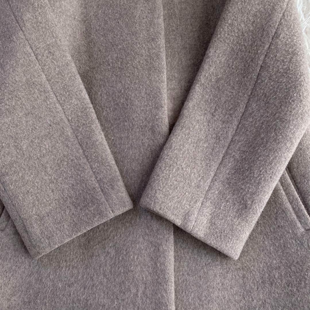 人気　IENA イエナ　ラムウール　ノーカラー　コート　グレージュ