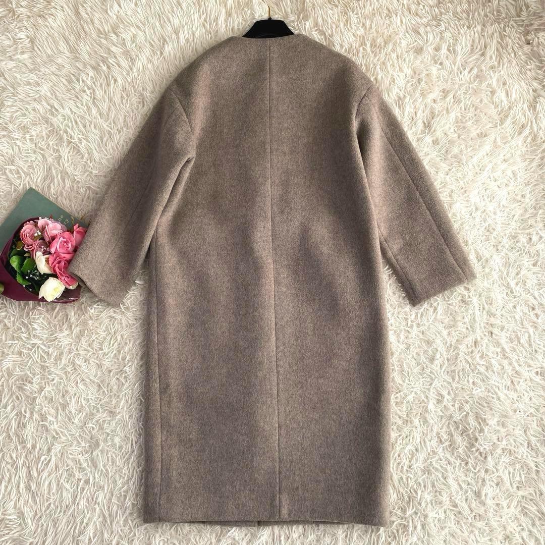 人気　IENA イエナ　ラムウール　ノーカラー　コート　グレージュ