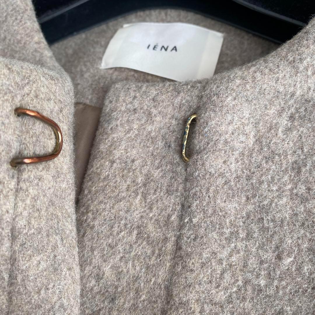 人気　IENA イエナ　ラムウール　ノーカラー　コート　グレージュ