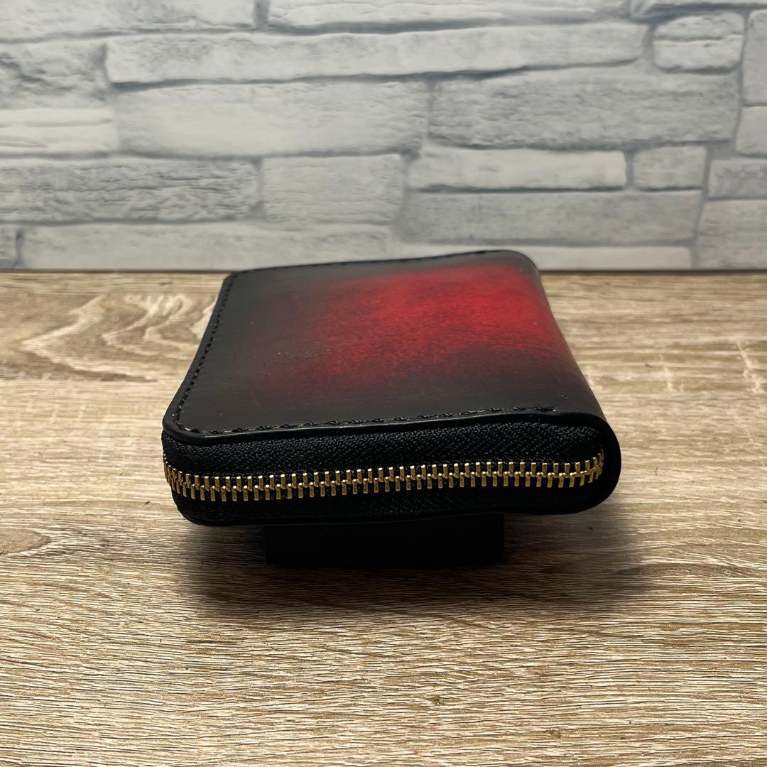 ルアーワレット　本革レザー　手染めアンティークレッド　ハンドメイド　渓流　ミノー