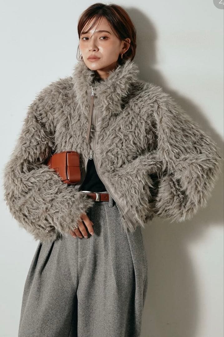 ESICA ミックスシープファースタンドブルゾン　モカ