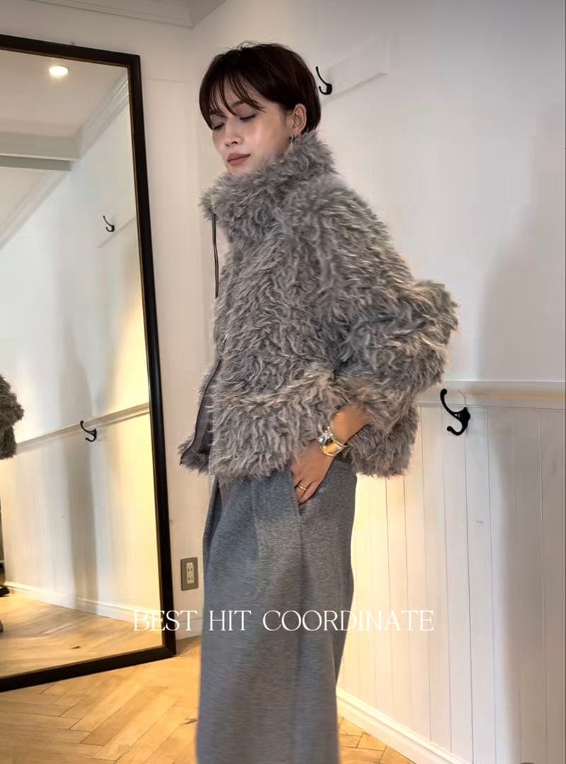 ESICA ミックスシープファースタンドブルゾン　モカ