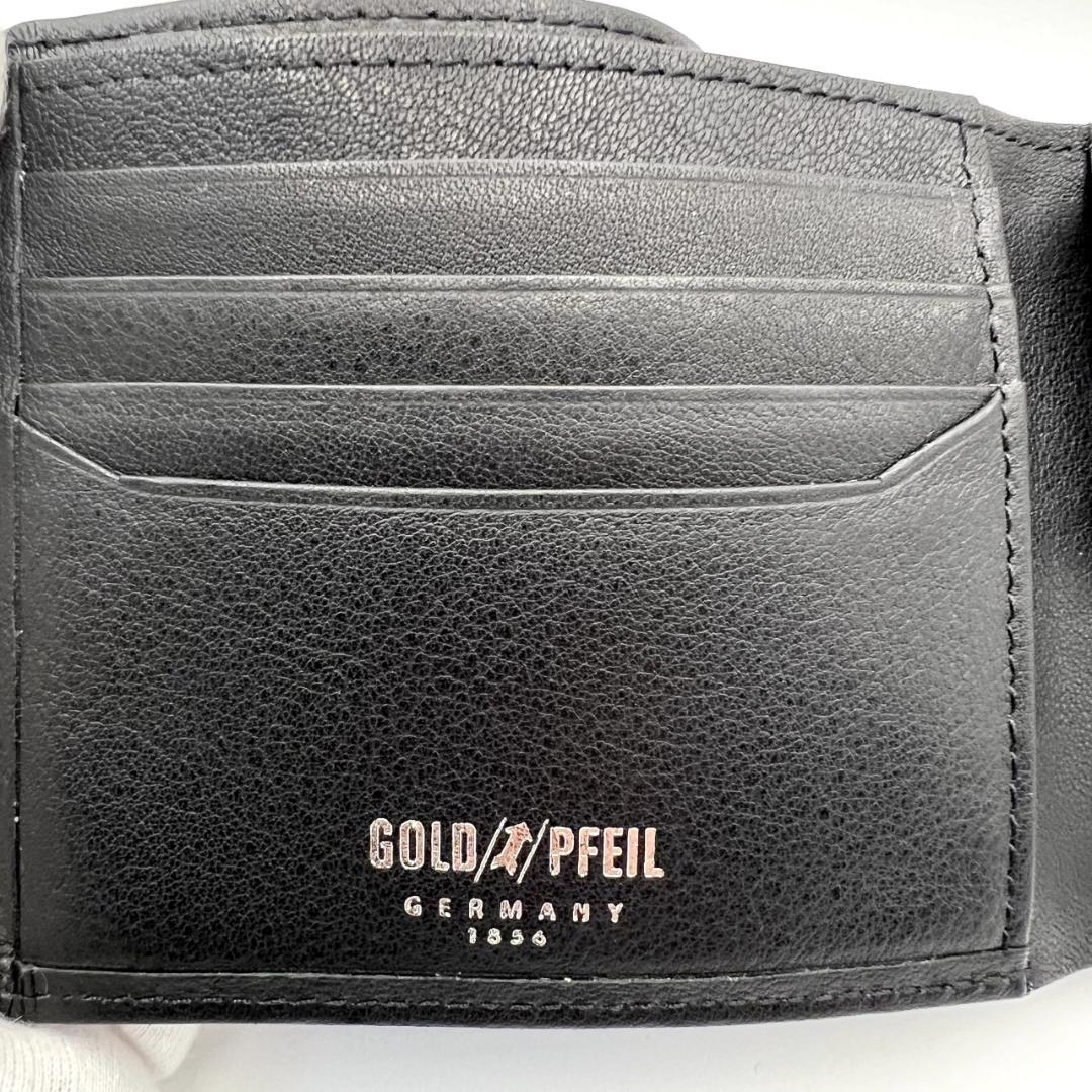 未使用ゴールドファイル☆メンズ二つ折り財布 ドイツカーフ 本革 黒 日本製