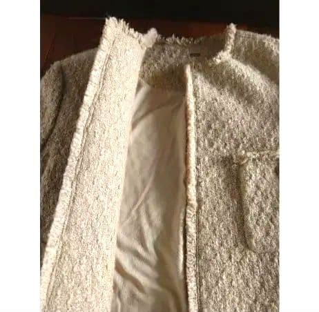 【MilaOwen 金ボタン ツィードノーカラージャケットコート】ミラオーウェン