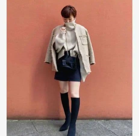 【MilaOwen 金ボタン ツィードノーカラージャケットコート】ミラオーウェン