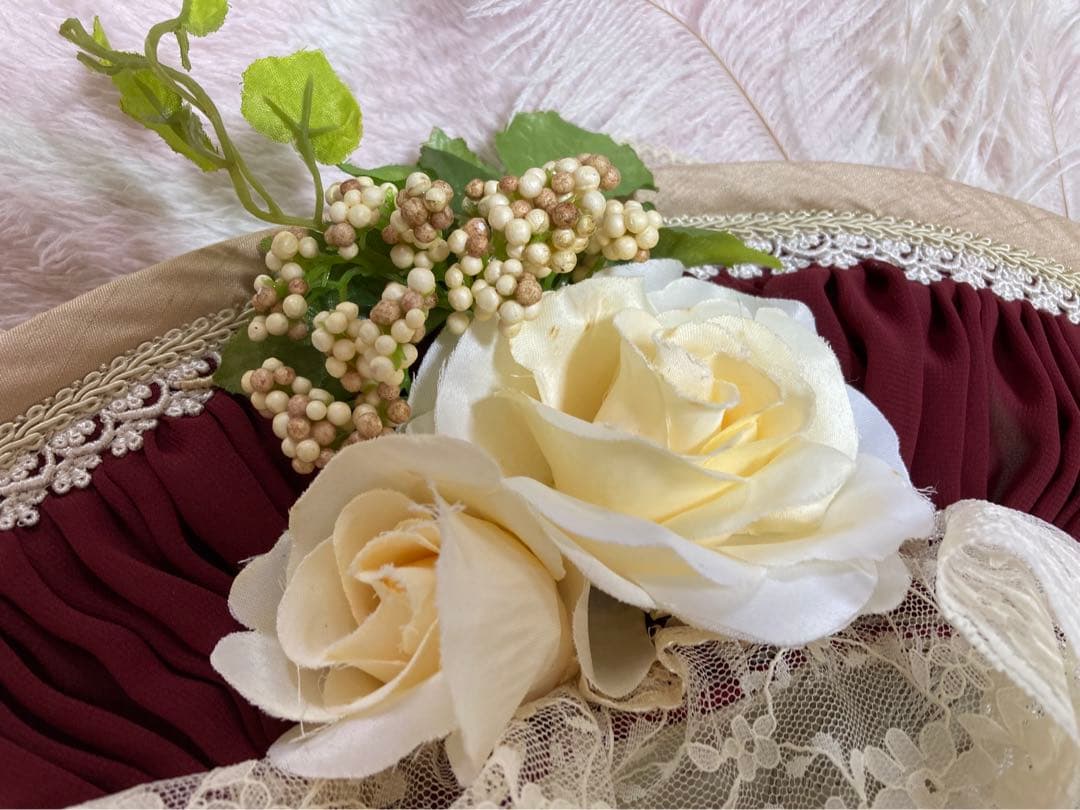 triple fortune ボンネット(ボルドー×アイボリー)