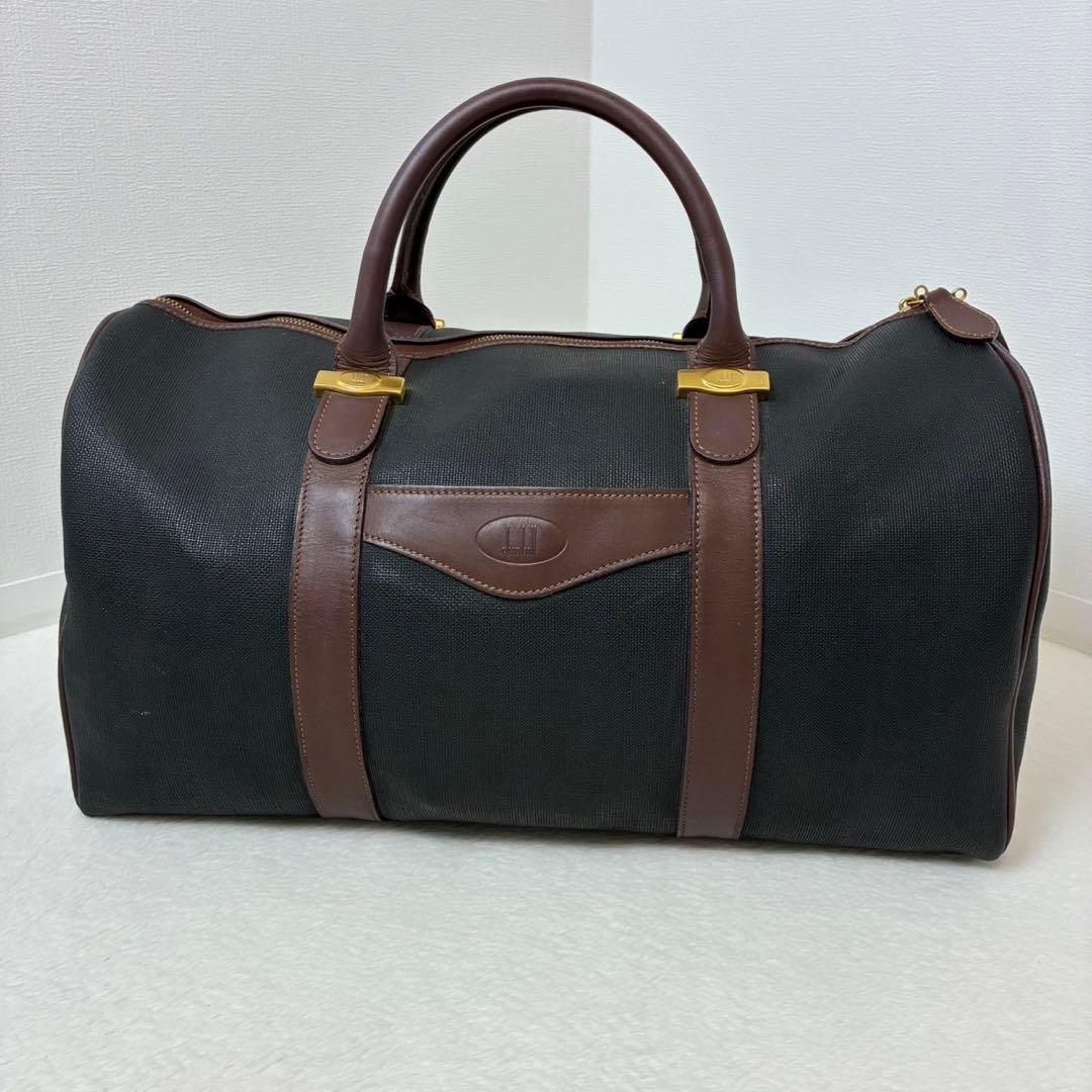 ダンヒル　ボストンバック　レザー　ゴールド金具　レザー