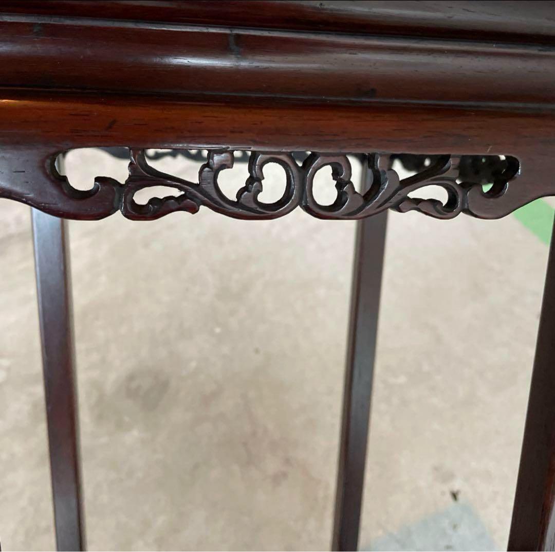 【紫檀花台】木製の木製彫刻入りデザインのサイドテーブル