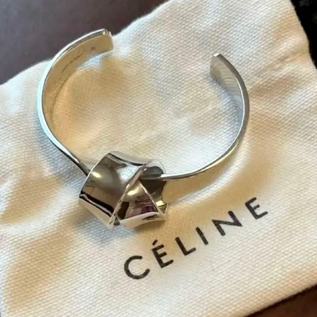 [美品] CÉLINE ノットフラットバングル S