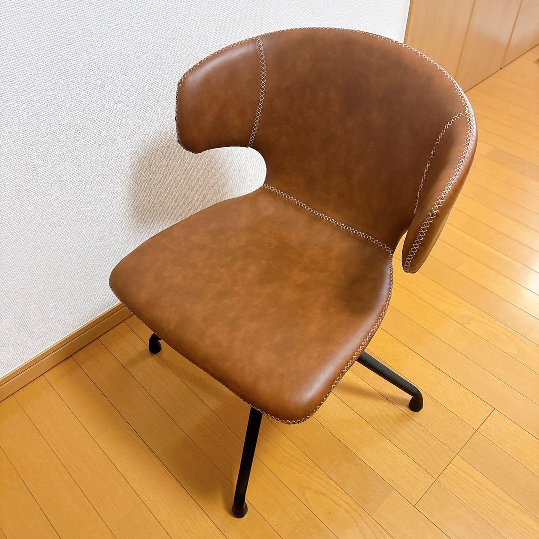 【美品】回転式 ダイニングチェア ブラウン レトロでおしゃれ