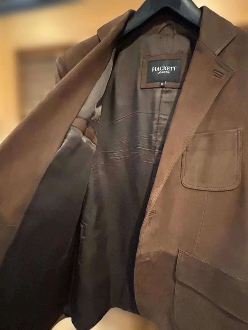 美品！　HACKETT スエード レザージャケット 茶 イタリア製　Mサイズ
