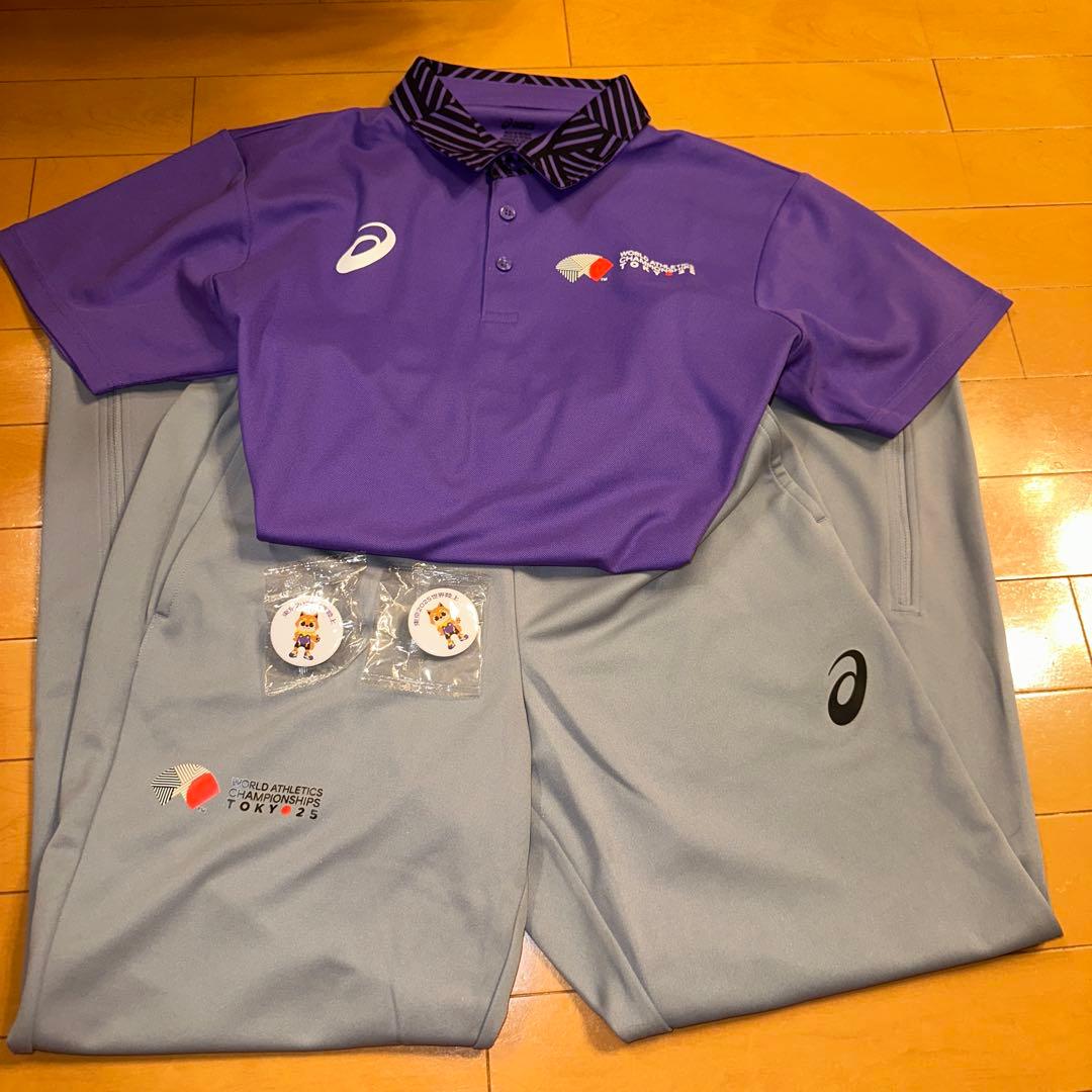 アシックス ポロシャツ パンツ 世界陸上　Mサイズ
