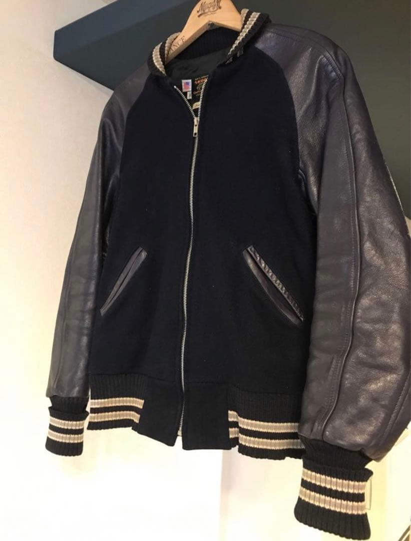 SKOOKUM スクーカム ウール×レザーフルジップスタジャン