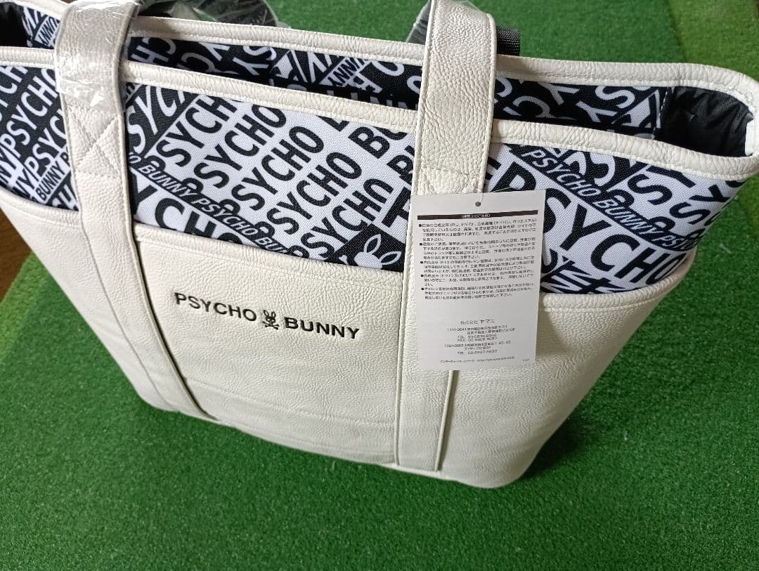 PSYCHO BUNNY トートバッグ ホワイト/ネイビー
