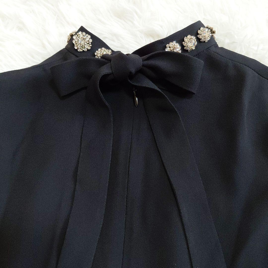 PRADA ハイネック　長袖　ビジュー付きワンピース　フレア　Aライン