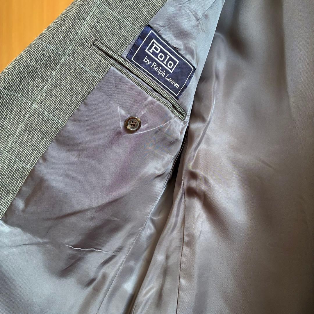 【美品】ポロバイラルフローレン ウール100% テーラードジャケット 冬 グレー