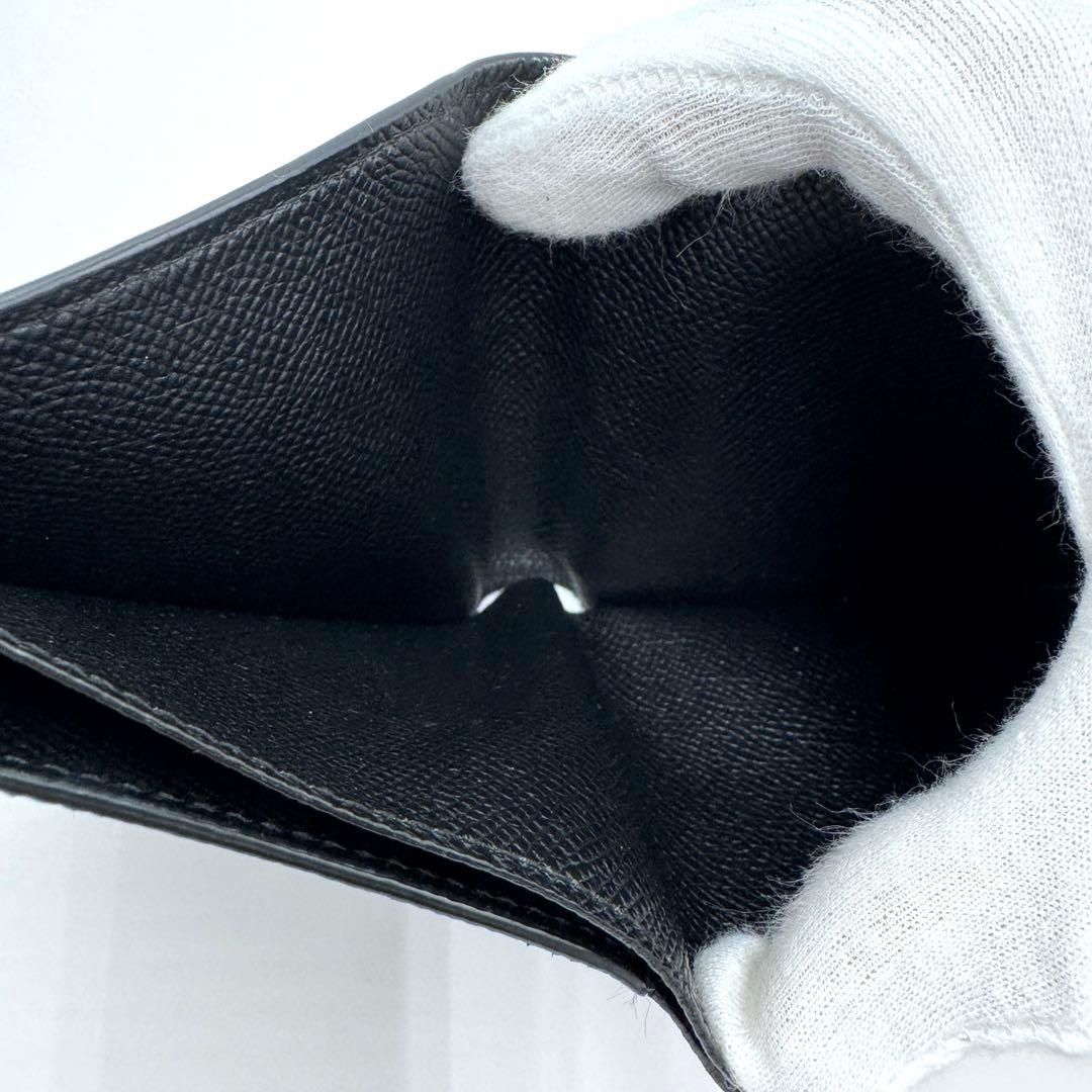 【美品】BALENCIAGA ロゴ 二つ折り財布 594315 ブラック レザー