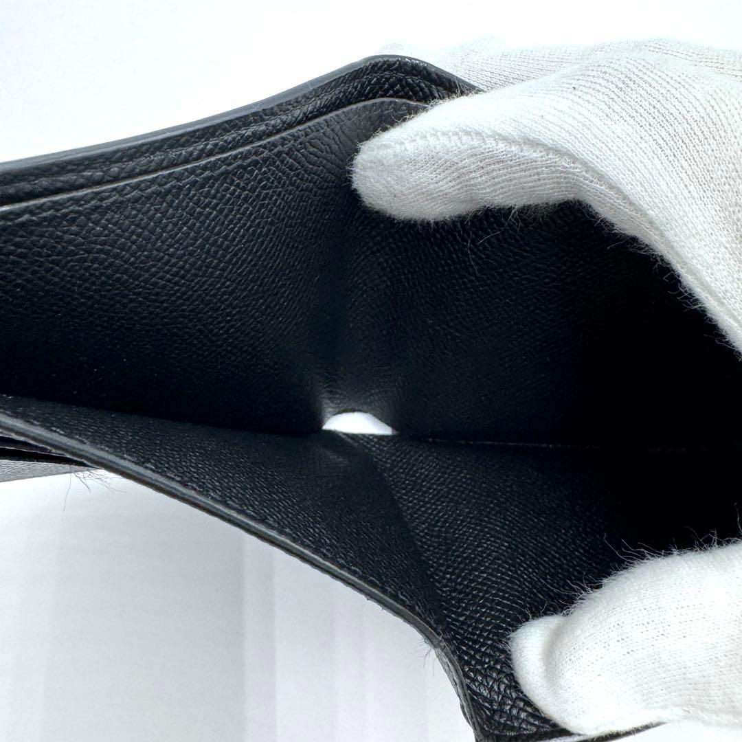 【美品】BALENCIAGA ロゴ 二つ折り財布 594315 ブラック レザー