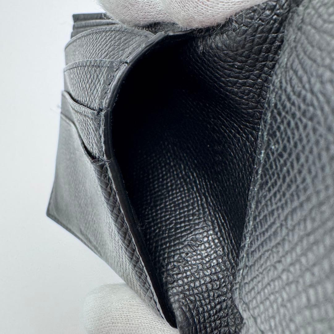 【美品】BALENCIAGA ロゴ 二つ折り財布 594315 ブラック レザー