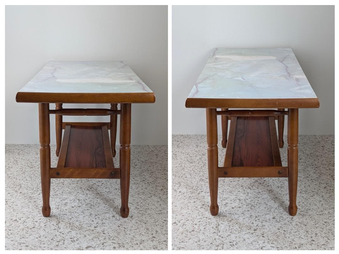 70s ビンテージ 大理石柄 ウッド テーブル ミッドセンチュリー レトロ