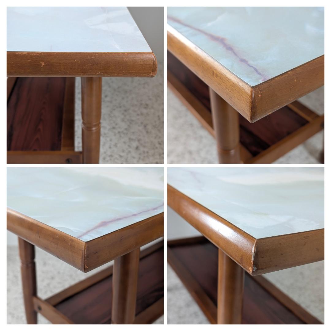 70s ビンテージ 大理石柄 ウッド テーブル ミッドセンチュリー レトロ