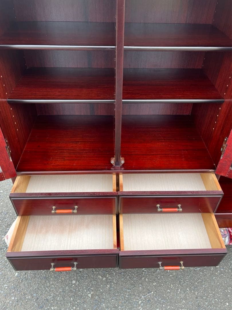 【アンティーク】木製 ガラス戸 キャビネット サイドボード リビングボード