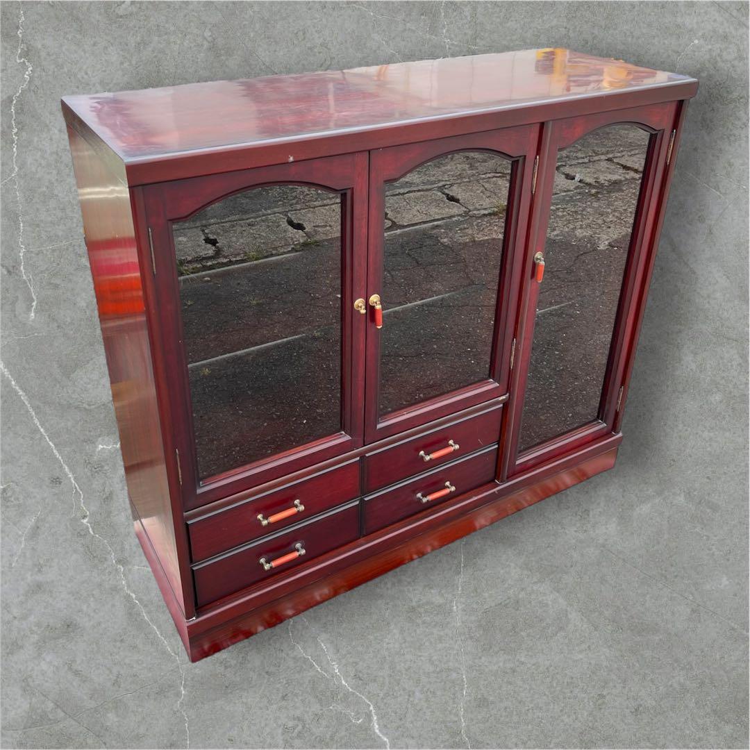 【アンティーク】木製 ガラス戸 キャビネット サイドボード リビングボード