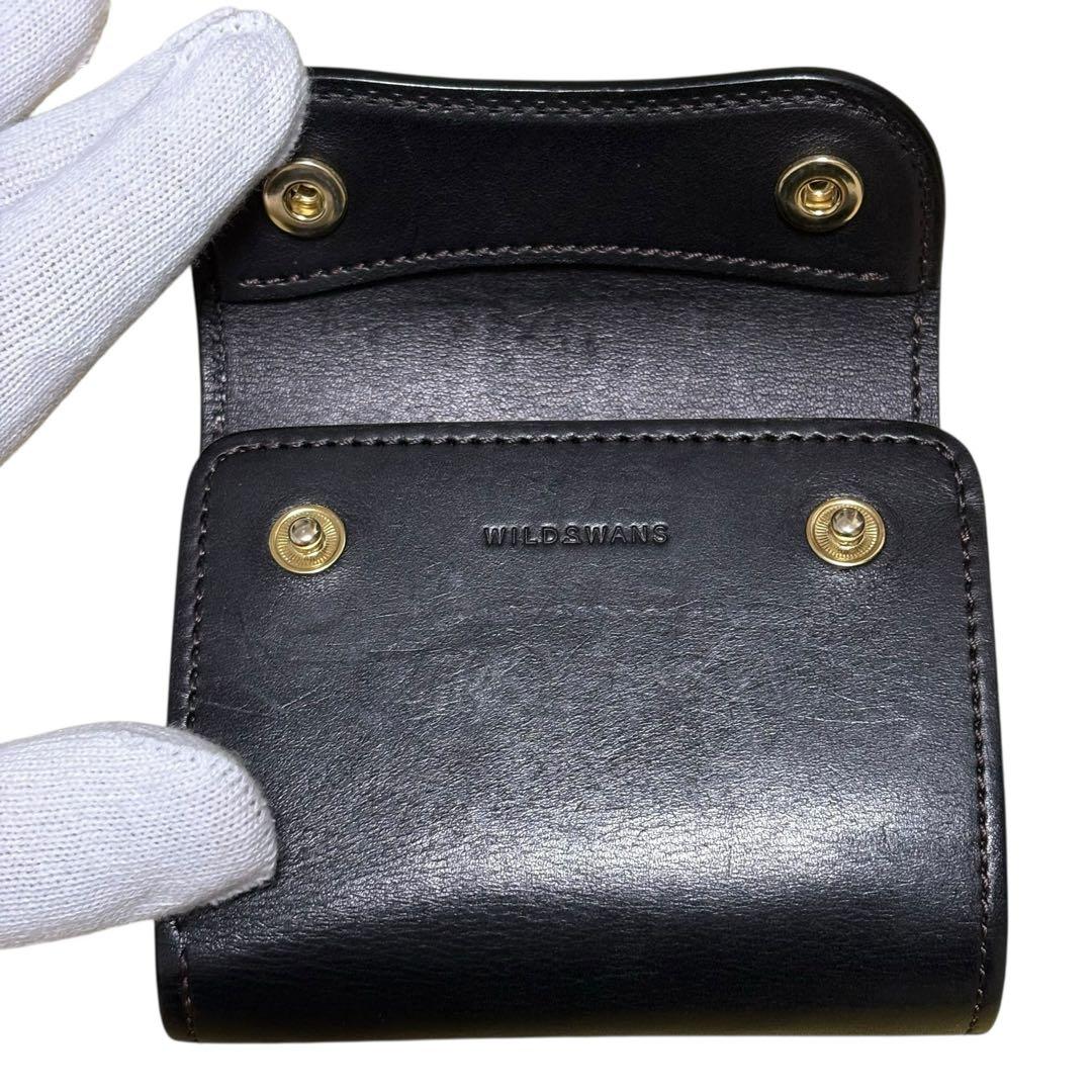 美品✨WILDSWANS ENO　サドルプルアップ　小型3つ折り財布　ブラック