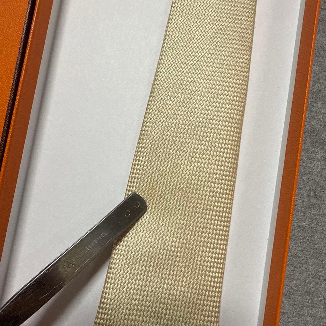 エルメス　ネクタイ　クリーム色　無地　シルク　結婚式