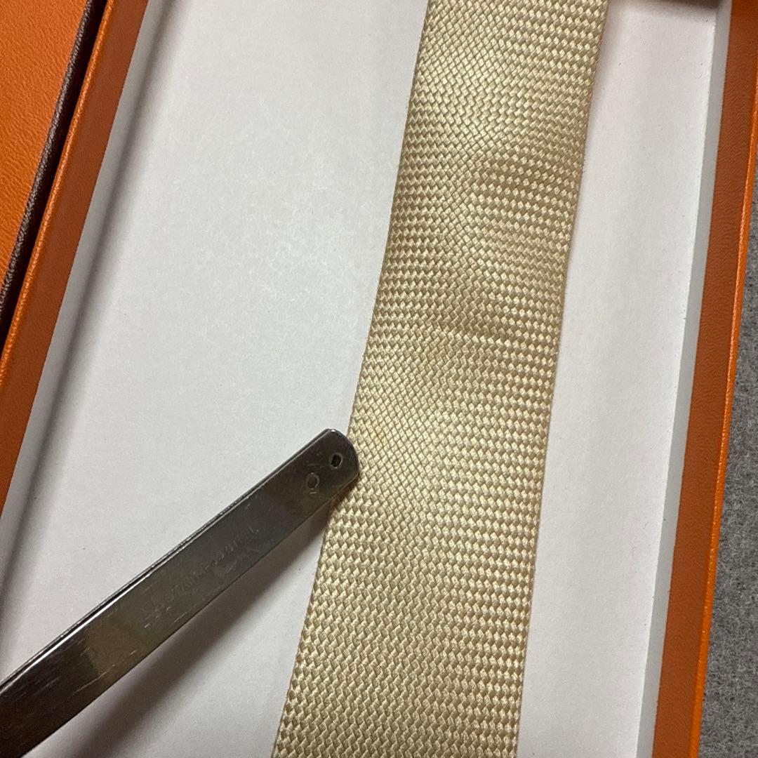 エルメス　ネクタイ　クリーム色　無地　シルク　結婚式