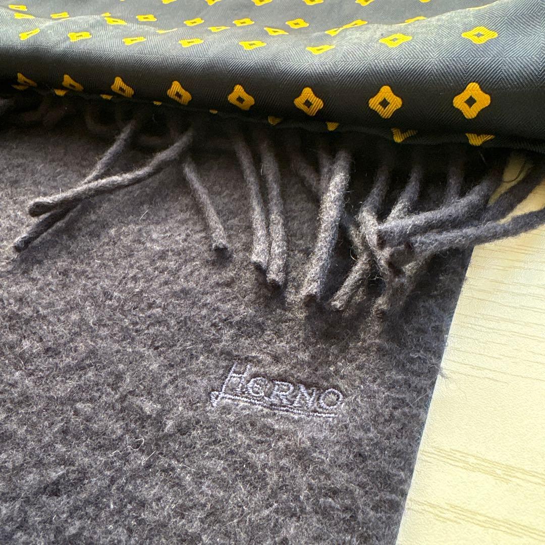 【イタリア製】HERNO マフラー カシミヤ100% ネイビー